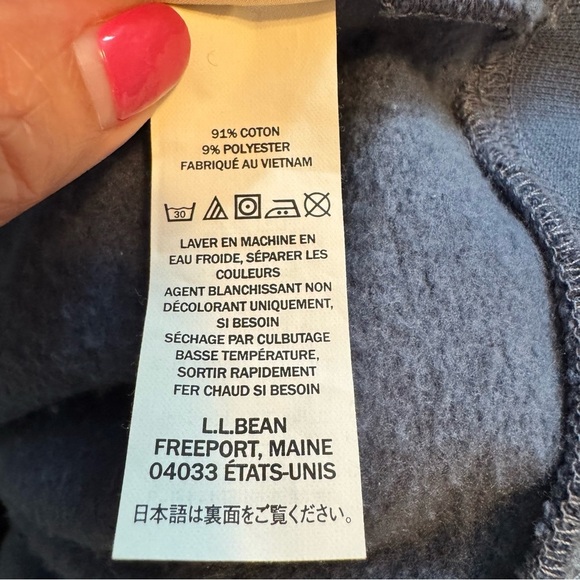 LL Bean Mens Blue Snap 1/4 Zip Casual Sweatshirt - Picture 8 of 8